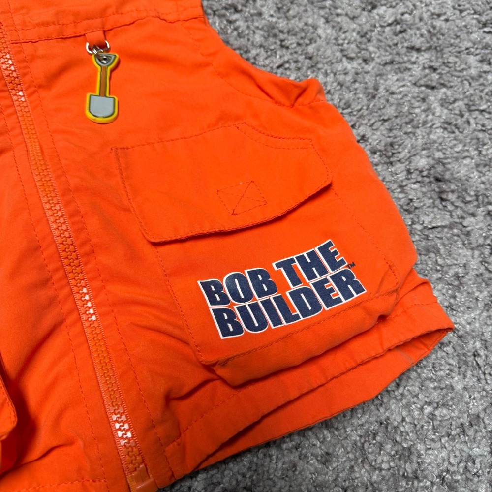 Y2K Vintage Bob the Builder Utility Vest Cargo Pockets Orange Toddler 18M‎ - Picture 4 of 6